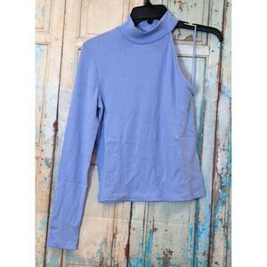 Vero Moda Womens Size M Blue Hydrangea Asymmetrical Sleeve One Shoulder Top